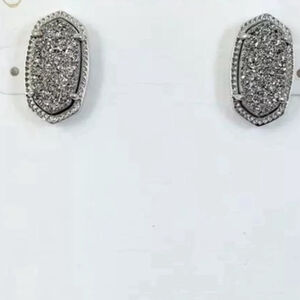 Kendra Scott Ellie Stud Platinum Drusy Rhodium Plated Stud Earrings 1778